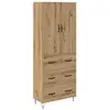 Image de Vidaxl haut armoire 2 pcs ch  ne artisanal bois d'ing ©nierie et verre