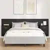 Image de Tête De Lit Avec Armoire 3 Pc Chêne Noir Bois D'ingénierie Vidaxl