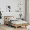 Image de Cadre de lit en bois dingénierie - vidaXL - Chêne artisanal - 193x80x70 cm - Cadre à lattes - Tête de lit intégrée