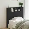 Image de Tête De Lit Avec Rangement Et Led Noir Bois D'ingénierie Vidaxl