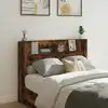 Image de Tête De Lit De Rangement Avec Led Chêne Fumé Bois D'ingénierie Vidaxl