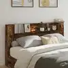 Image de Tête De Lit De Rangement Avec Led Chêne Fumé Bois D'ingénierie Vidaxl