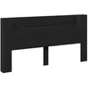 Image de Tête de lit en bois dingénierie - vidaXL - 200x16 5x103 5 cm - Noir - Rangement intégré - Éclairage LED - Durable
