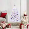 Image de Sapin De Noël Artificiel À Branches Articulées Blanc 120 Cm Vidaxl
