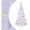 Image de Sapin de Noël artificiel - vidaXL - 180 cm - Blanc - PVC et Acier - 300 LED - Guirlande lumineuse USB - Pourpre