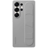 Image de Coque En Silicone Avec Lanière Et Support Gris Pour Samsung Galaxy S25 Ultra