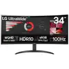 Image de Écran LG 34" Noir Incurvé 34WR50QK-B VA 100Hz 21:9 3440x1440 300cd/m2 HDMI DP VESA