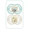 Image de Lot De 2 Sucettes Avec Boîte De Stérilisation - Mam - Perfect Nuit - +6 Mois - Silicone - Vert D'eau Et Beige