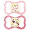 Image de Sucettes-MAM Sucette Suprême Nuit - 6+ Mois - Silicone - X2 (Couleur : Rose)