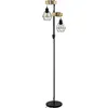 Image de Lampadaire - EGLO - Townshend 5 - Industriel noir & bois FSC - Abat-jour métal - E27 60W - H1665cm