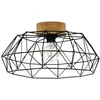 Image de Plafonnier - EGLO - Padstow - Vintage industriel - Abat-jour métal noir & bois FSC - Culot E27