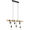 Image de Suspension - TOWNSHEND - 6 Lumières - Noir et bois - L100 cm - Design graphique