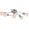 Image de Plafonnier semi-encastré multi-bras, nickel mat, abat-jour en verre blanc, 5 ampoules e14