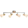 Image de Barre de spots de plafond nickel mat, abat-jour en verre opale, 4 ampoules e14