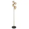 Image de Lampadaire multi-bras, abat-jour en verre ambré noir mat, 6 ampoules g9 3 000 k