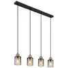 Image de Globo reid suspension de bar, abat-jour en verre fumé noir mat, 4 ampoules e27