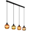 Image de Globo zumba suspension de bar avec abat-jour en verre noir mat et 4 ampoules e27