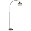Image de Lampadaire arc, abat-jour en verre fumé noir mat, 1x e27