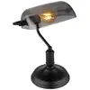 Image de Globo antique lampe de table bankers, abat-jour en verre fumé noir mat, 1 x e27