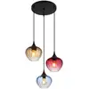 Image de Globo sander suspension cluster en verre noir mat avec abat-jour bleu et 3 ampoules e27