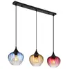 Image de Globo sander suspension de bar noire mate avec abat-jour en verre bleu mélangé, 3 ampoules e27
