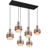 Image de Globo milley suspension cluster, abat-jour en verre ambré noir mat, 6 ampoules e27