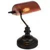 Image de Globo antique lampe de table bankers, abat-jour en verre noir mat cuivré, 1 x e27