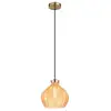 Image de Globo jessica plafonnier suspendu en forme de dôme, couleur or, abat-jour en verre ambré mat, 1 culot e27