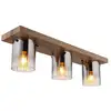 Image de Globo underwood plafonnier cluster abat-jour aspect bois abat-jour en verre fumé foncé 3x e27