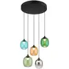 Image de Globo minara plafonnier suspendu rond en verre noir mat, 5 led 3000 k