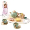 Image de Service à Thé pour Enfant Jouets Alimentaires en Bois pour Enfants Jeu de Cuisine pour Garçon Fille de 3 Ans et Plus