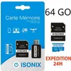 Image de Carte Micro-SD 64 Go - ISONIX - SDXC/SDHC - Classe 10 - Adaptateur inclus - Compatible smartphones et caméras