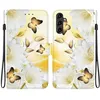 Image de Etui pour Samsung Galaxy A14 4G-5G 6.6 Housse en Cuir PU Étui [Magnétique] [Fentes]-Papillon doré et fleur blanche CH67