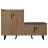 Image de Meuble à chaussure 120x34x82cm avec 4 portes, banc de rangement, style simple, aggloméré, couleur bois foncé