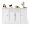 Image de Buffet 138x40x85cm, armoire de rangement avec tiroir et 4 portes, meuble de cuisine, mdf blanc