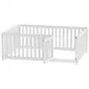 Image de Lit enfant 140x200 cm, lit au sol, garde-corps, style minimaliste, bois blanc, sans sommier ni matelas