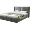 Image de Lit coffre adulte 140x200 cm, espace de rangement, sommier, velours gris, sans matelas