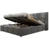 Image de Lit coffre adulte 180x200 cm, espace de rangement, sommier, velours gris, sans matelas