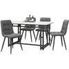 Image de Ensemble table et 4 chaises en velours gris - table à manger rectangulaire mdf avec pieds noir
