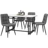 Image de Ensemble table et 4 chaises en lin gris - table à manger rectangulaire mdf avec pieds noir