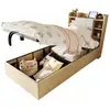 Image de Lit coffre simple 90x200cm, lit enfant, charge, tête de lit avec rangement, pour chambre, mdf, couleur bois sans matelas