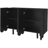 Image de Buffet de salon en forme de goutte avec 4 portes profilées et charnière tampon - buffet haut en mdf 120x37.5x80.8 cm - noir