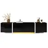 Image de Meuble tv 170 cm, tiroir, portes, aggloméré, style minimaliste, meuble de salon, noir+blanc