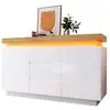 Image de Buffet de salon, buffet blanc avec 2 portes et 3 tiroirs, éclairage led contrôle par application pour le salon ou la salle à manger