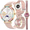 Image de Montre Connectée Femme XTRADITECH Sport Alliage Diamanté Strass Multicolore Doré Rose Bleu Ronde 127 Dos Effet Céramique 3Bracelets