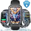 Image de Montre Connectée Militaire Sport Rectangle Appel Bluetooth Étanche IP68 Évacuer de leau Grand Écran IPS 157HD Boîtier Alliage Zn