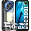 Image de OUKITEL WP56 5G Smartphone Incassable 32+512GO 6.8  16000mAh Lampe Camping Telephone Portable Incassable 108MP/GPS/NFC/128dB Noir