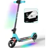 Image de Trottinette électrique Enfants Avec Amortisseurs- Néons colorés - 130W - Pliable Scooter - écran LCD - aux 6-12 ans - Bleu Ciel