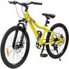 Image de Vélo Enfant VANKEL 24 Pouces   VTT 6 Vitesses Garçon/Fille 8 à 12 Ans   Freins à disque   Jaune Sport
