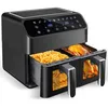 Image de Friteuse Sans Huile 4L+4L avec 10 Programmes - 3000W Air Fryer Double Zone 0% BPA avec Fenêtre Visible Écran Tactile - Noir